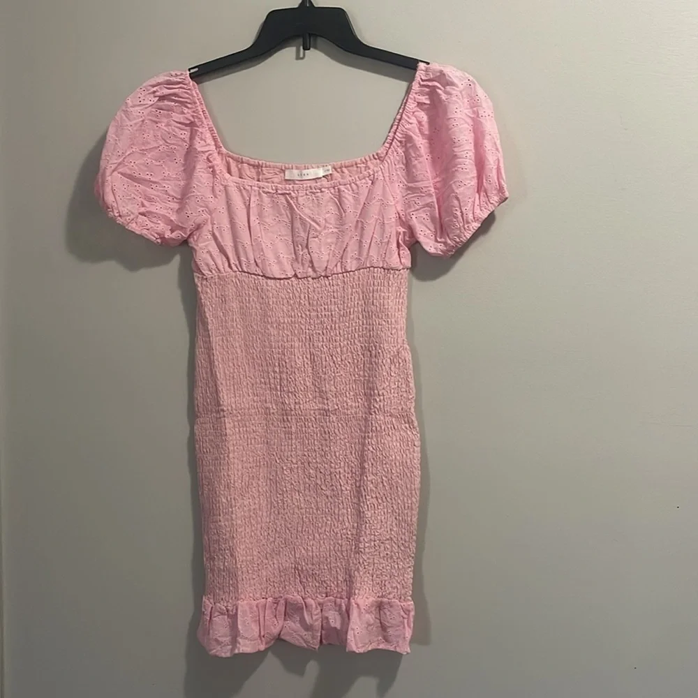 Lush Pink Cinched Puff Sleeve Mini Dress - Picture 6 of 9